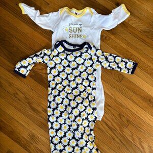 Hudson Baby 2 nightgowns 0-6 months NWOT